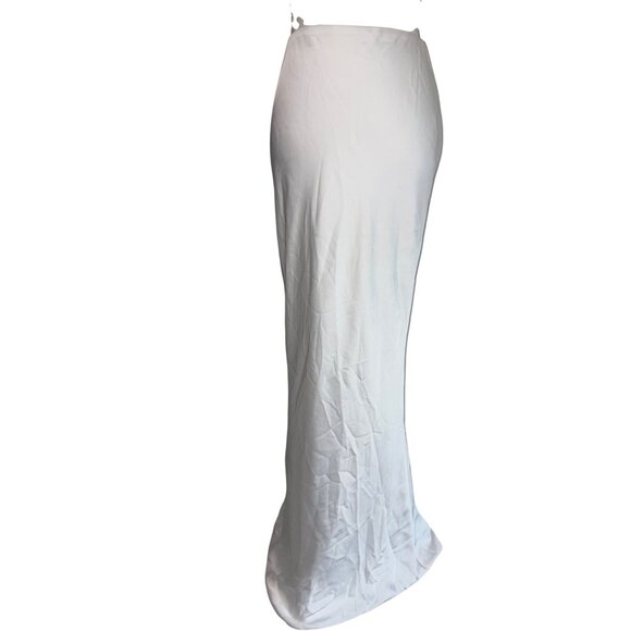 Norma Kamali Bias Obie Skirt in Snow White Small New Womens Satin Long Maxi - Picture 6 of 16